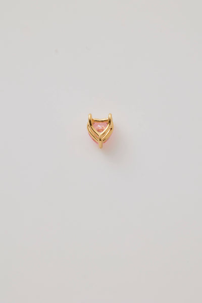 Reverse back view of a pink faceted heart charm set in polished gold, featuring a sparkling gemstone-like finish. Elegant and perfect for any chain.