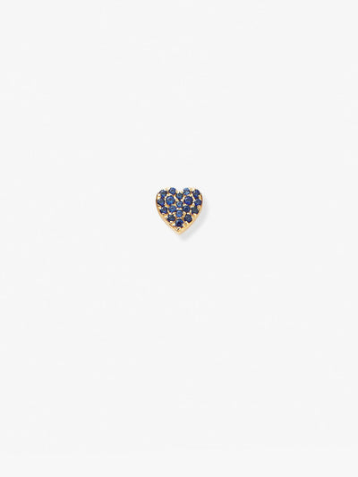 Heart Stud Single Earring in Blue Sapphire and 18k Gold versefinejewellery.com