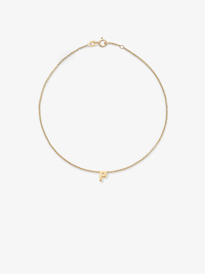 Letter P Bracelet in 18k Gold - versefinejewellery.com