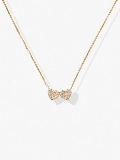 Two Diamond Hearts Necklace in 18k Gold versejewellery.com