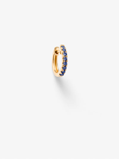 hoop earring semi-paved with sapphires in 18-karat solid gold