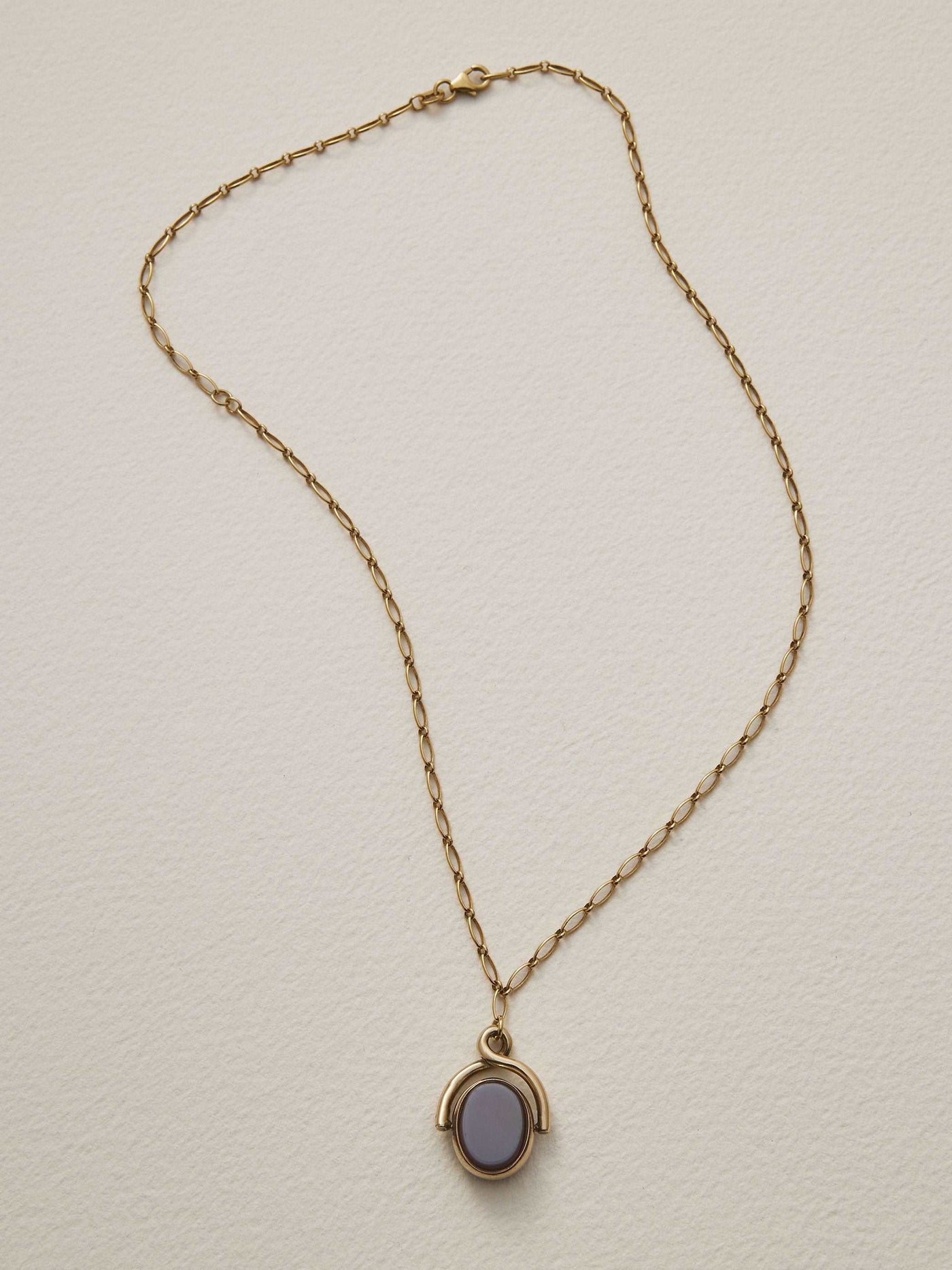 Verse Fine Jewellery Vintage Gold Fob Necklace Lavender Bloodstone