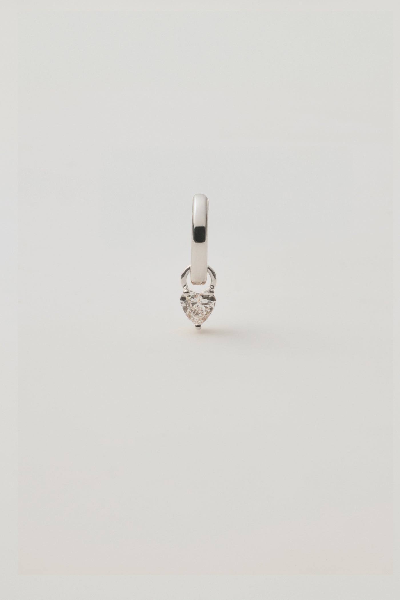 Huggie & White Sapphire Heart Charm