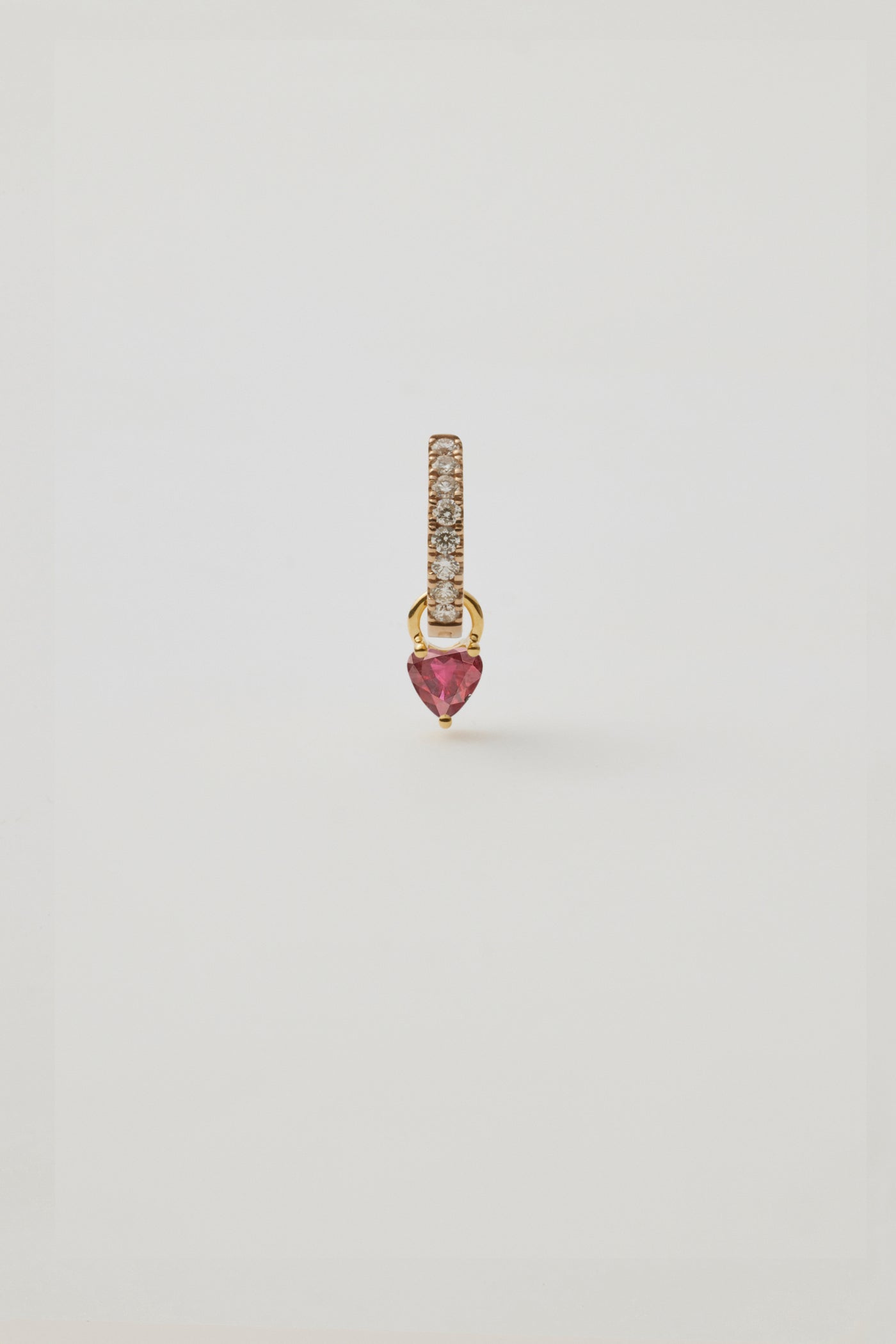Pavé Huggie & Garnet Heart Charm