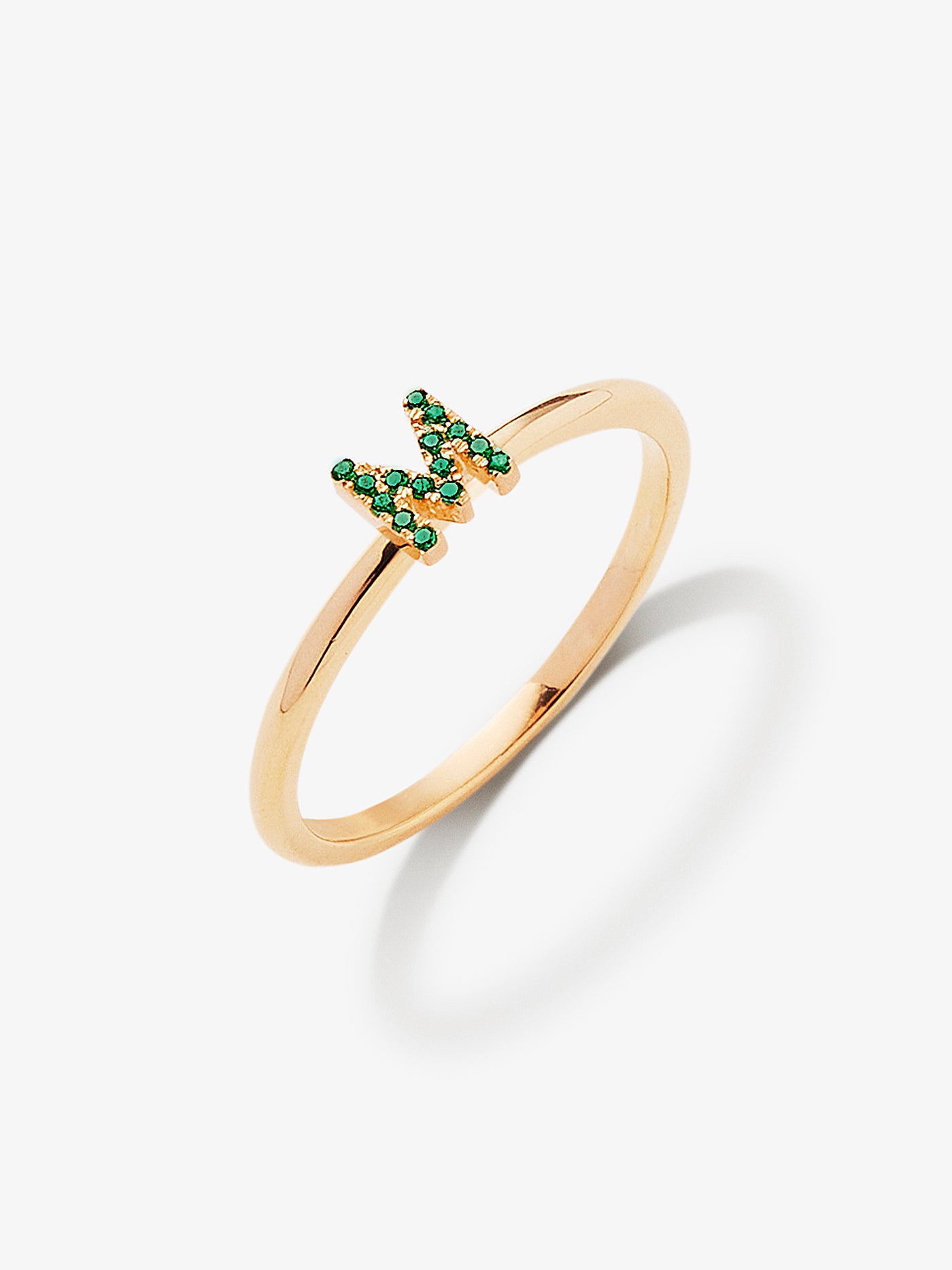 Verse Fine Jewellery Letter M Green Emerald Ring