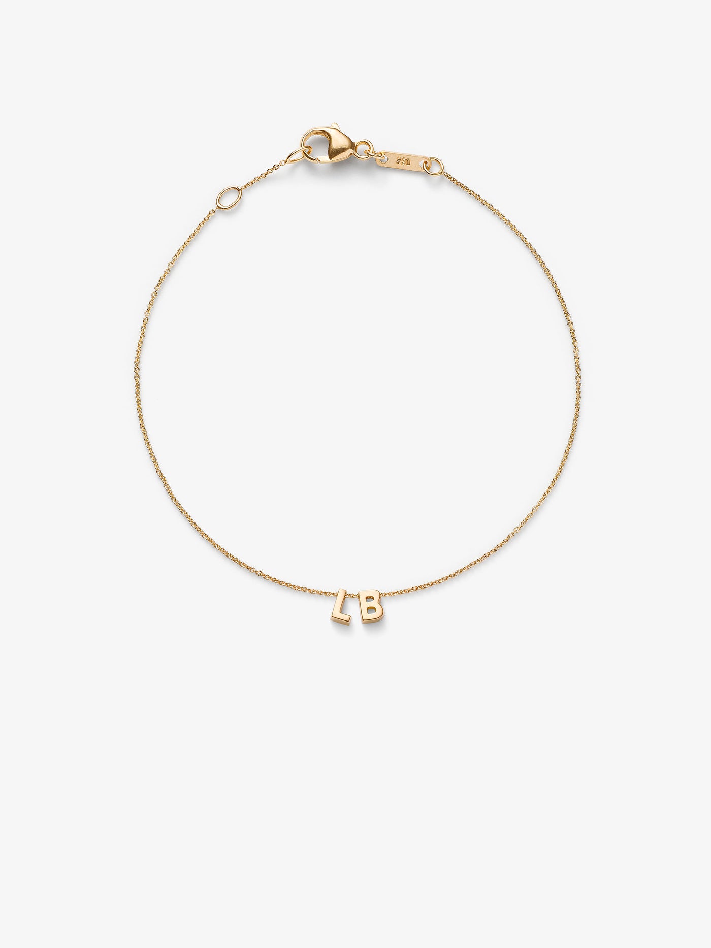  Love Letters Two Letters bracelet with adjustable chain in 18k solid gold