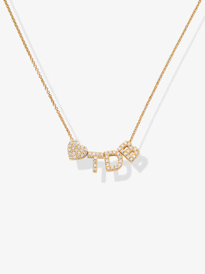 Three Diamond Letters Heart 18-Karat Gold Necklace