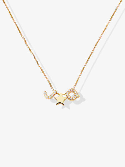 Two Diamond Letters Star 18-Karat Gold Necklace