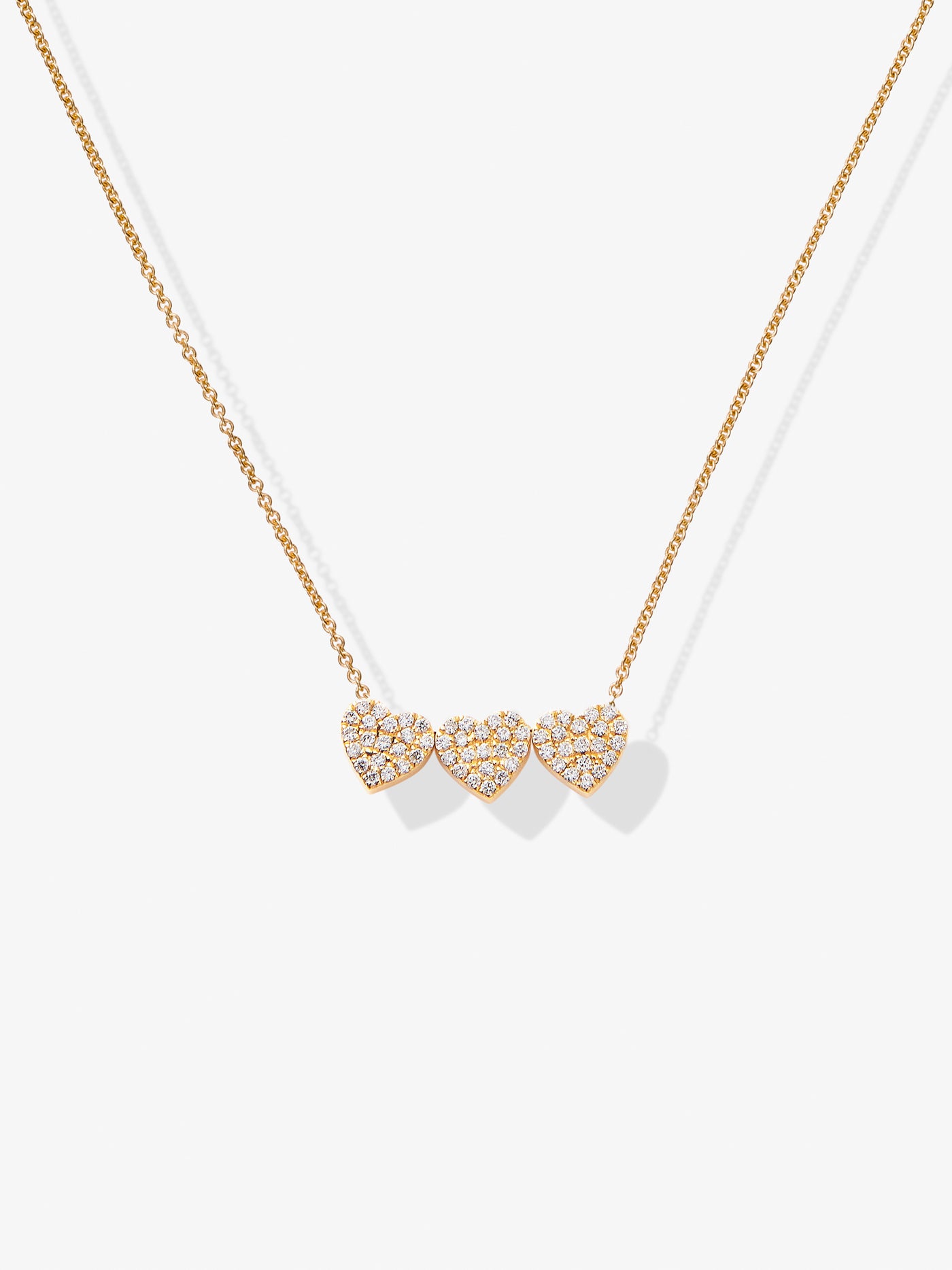 Three Diamond Hearts 18-Karat Gold Necklace