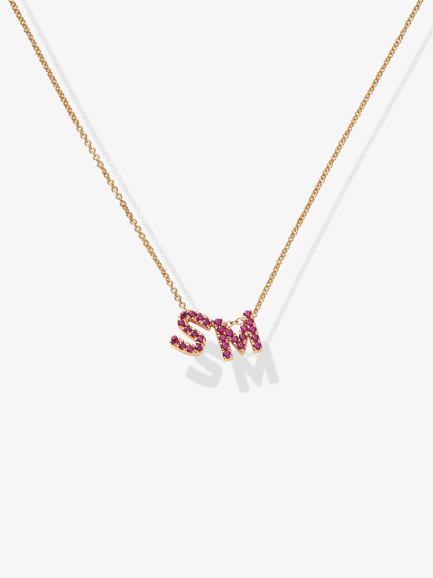 Two Letters Ruby 18-Karat Rose Gold Necklace